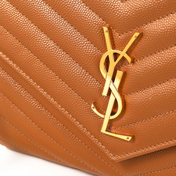 Saint Laurent Dark Natural Grain de Poudre Chevron Matelasse YSL Cassandre Flap - Picture 9 of 13